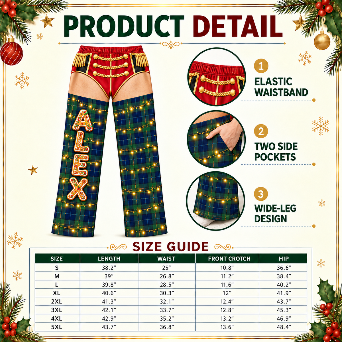 Mens Holiday Pajama Pants Novelty Christmas Printed Sleepwear
