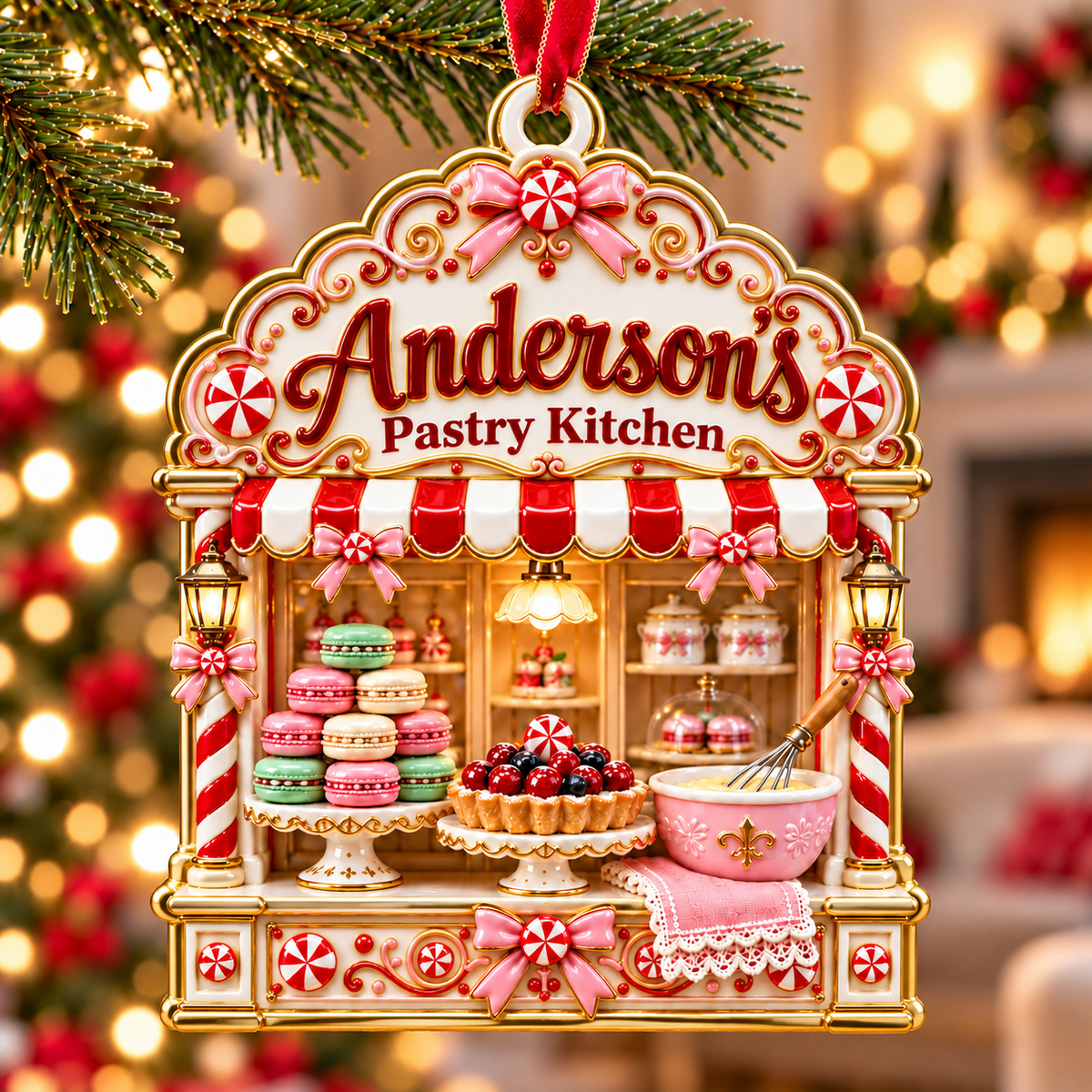 Bakery Pastry Kitchen Christmas Shopfront Hanging Decor - 3D Relief Ornament