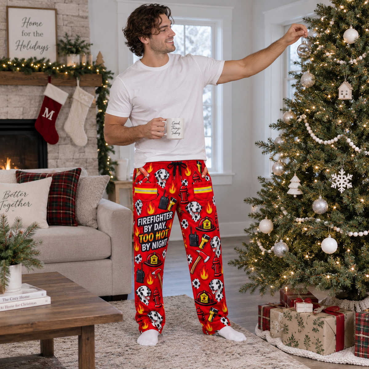 Mens Novelty Pajama Pants Graphic Print Drawstring Lounge Bottoms