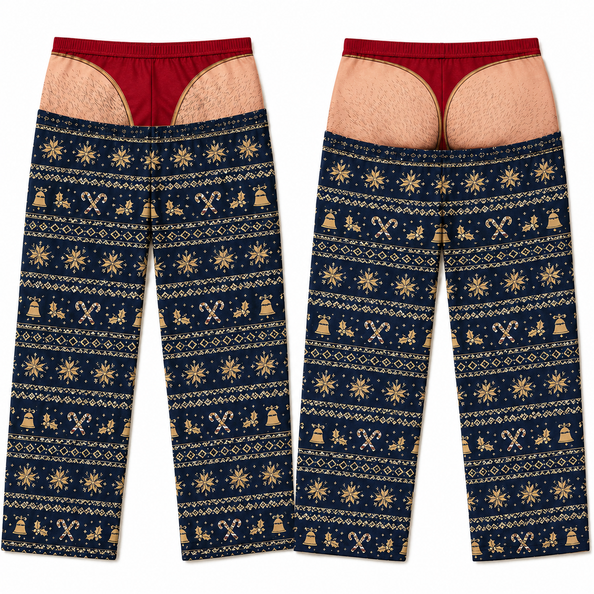 Men's Christmas Pajama Pants, Gag Underwear Print Holiday Loungewear