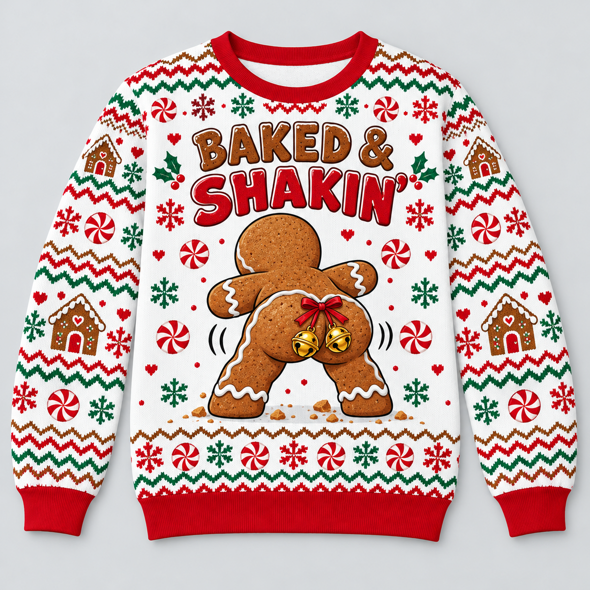 Funny Christmas Sweatshirt Cheeky Jingle Bell Holiday Graphic Crewneck