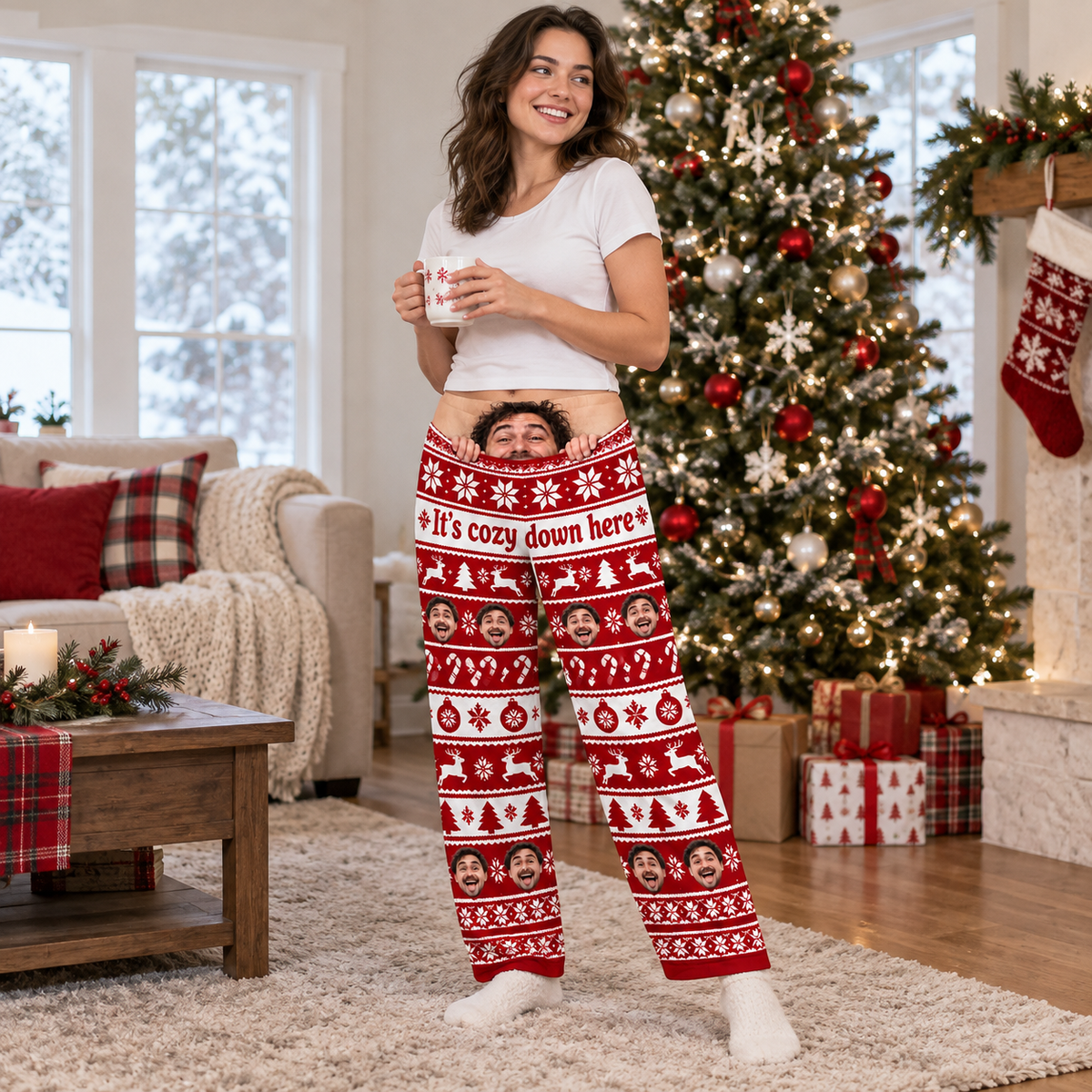 Christmas Pajama Pants Printed Holiday Fair Isle Lounge Sleepwear