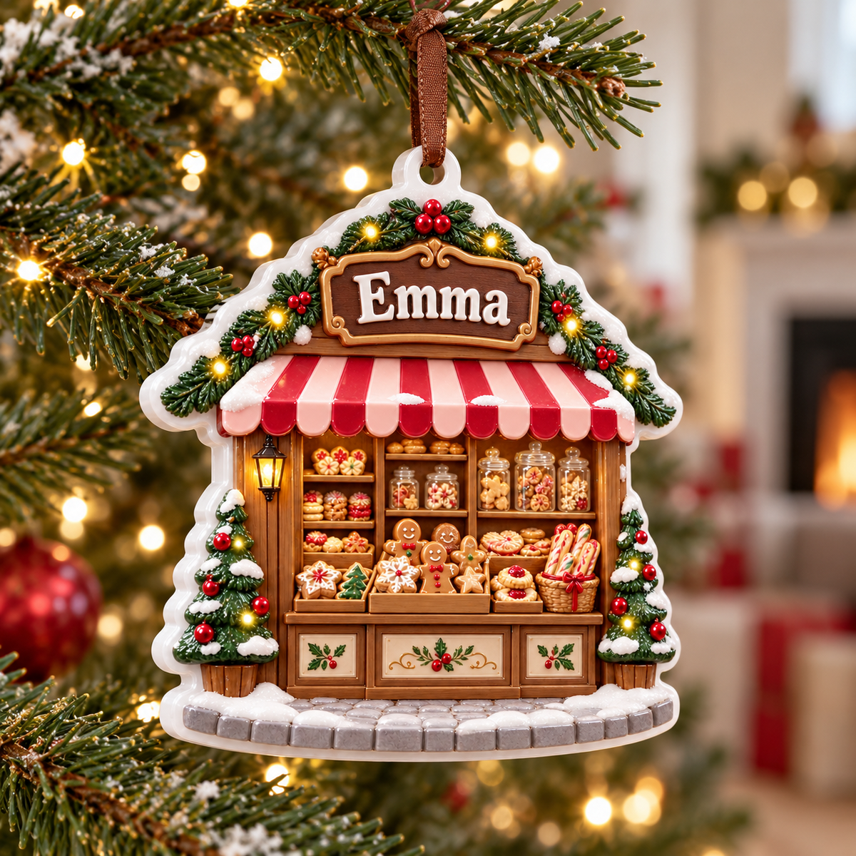 Christmas Bakery Shop Stall Holiday Tree Hanging Decoration - 3D Relief Ornament
