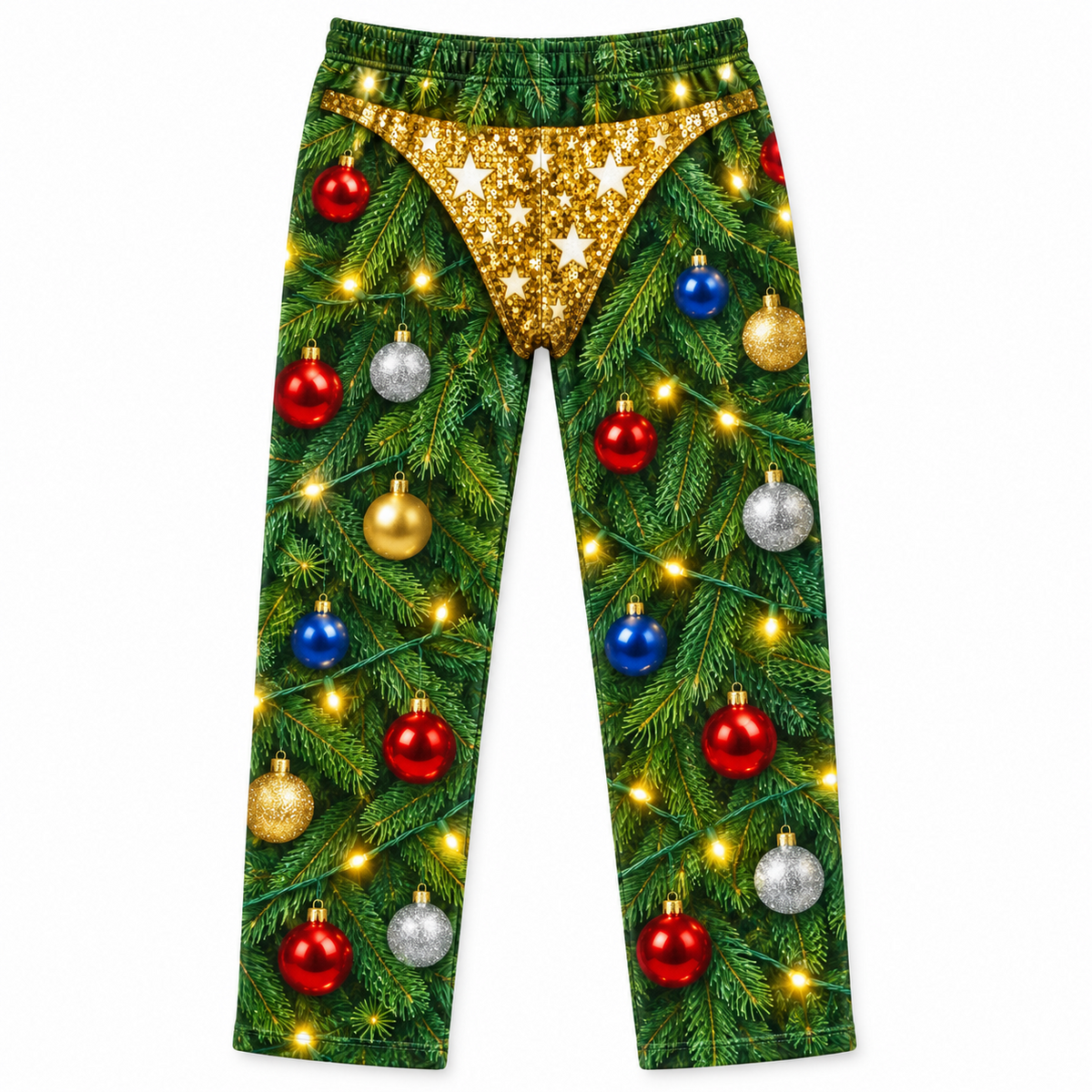 Mens Novelty Christmas Pajama Pants Faux Fur Print Holiday Loungewear