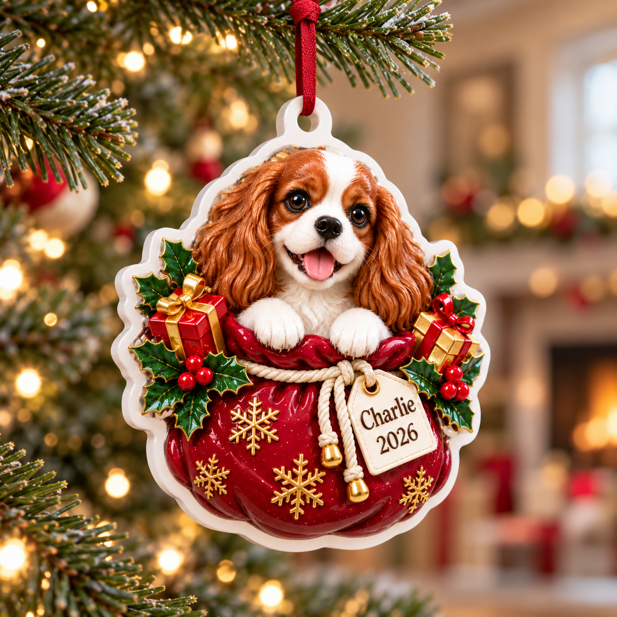 Scalloped Holiday Tree Bauble, White Baroque Hanging Plaque Decor - 3D Relief Ornament