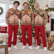 Hairy Chest Christmas Sweatshirt Funny Holiday Garland Tan Pullover