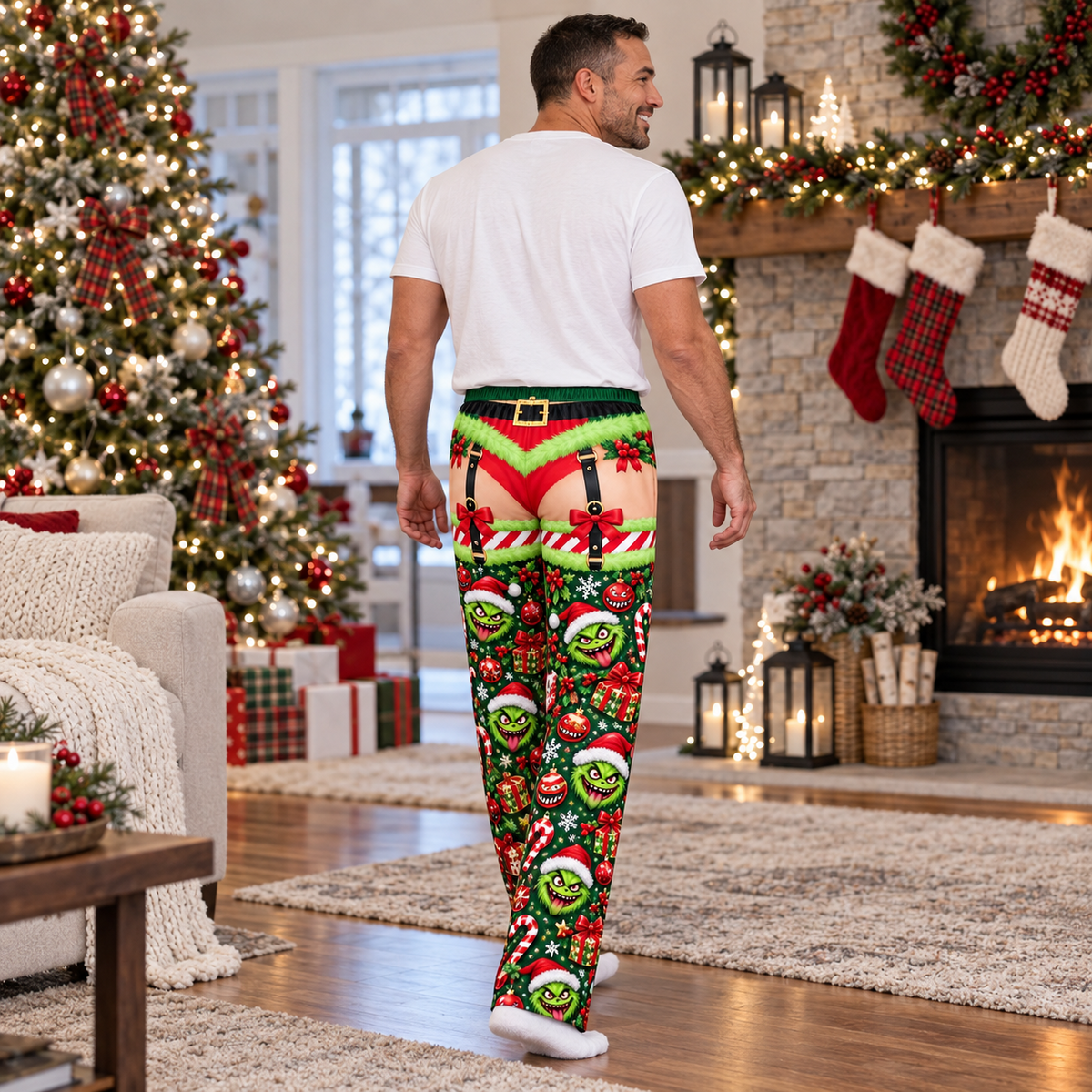 Novelty Christmas Pajama Pants Funny Holiday Print Lounge Bottoms