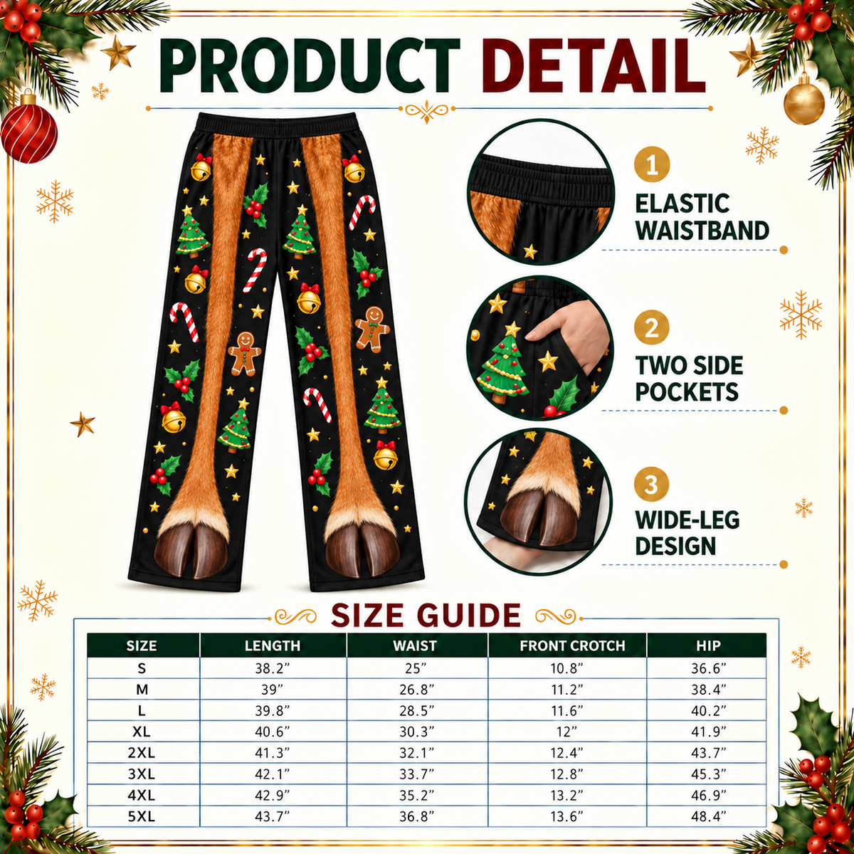 Mens Christmas Pajama Pants Novelty Printed Holiday Loungewear