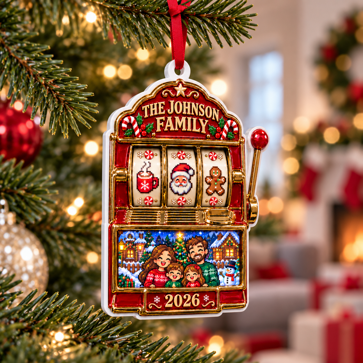 Christmas Slot Machine Family Holiday Keepsake Hanging Holiday Decoration - 3D Relief Ornament