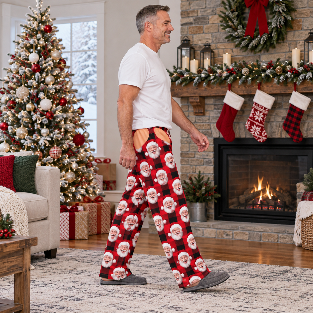 Novelty Christmas Cutout Pajama Pants Holiday Loungewear