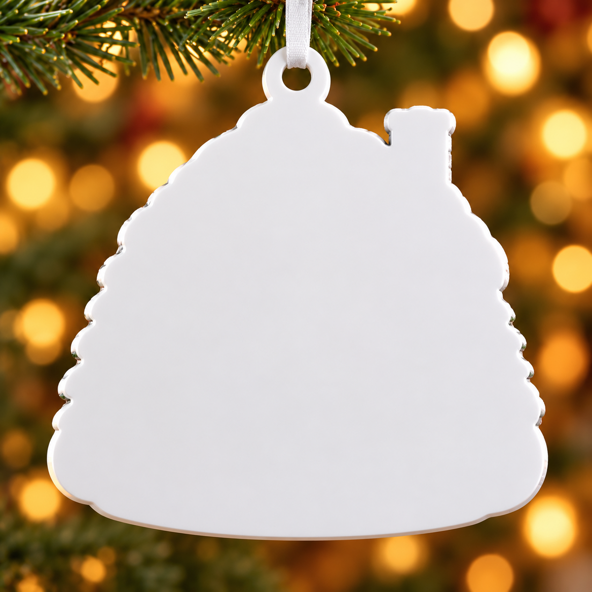 Snowy Cabin Polar Bear Family Christmas Tree Decor - 3D Relief Ornament