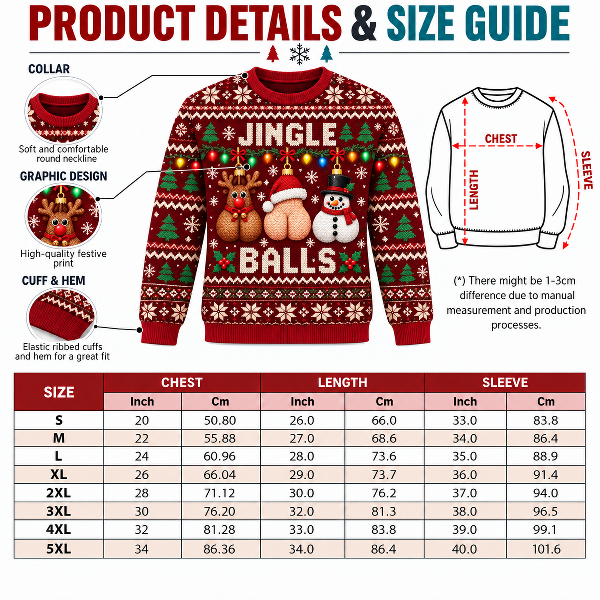 Jingle Balls Ugly Christmas Sweatshirt Funny Adult Holiday Pullover