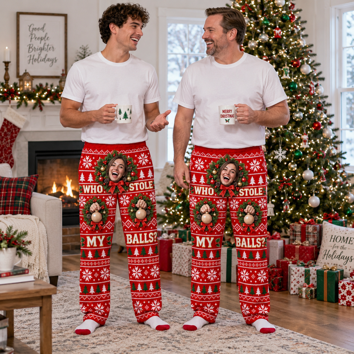 Christmas Pajama Pants Mens Novelty Printed Holiday Lounge Trousers