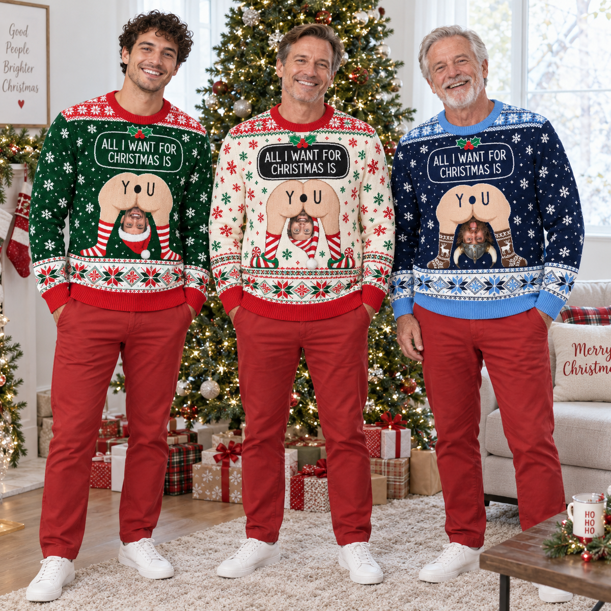 Funny Ugly Christmas Sweatshirt All I Want Novelty Holiday Pullover