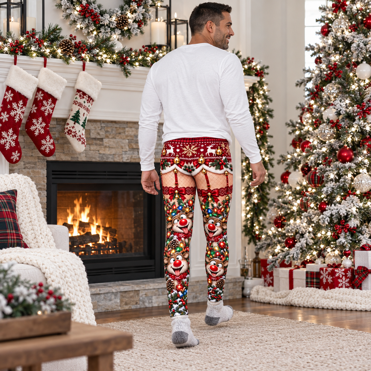 Christmas Pajama Pants Womens Novelty Holiday Printed Trousers