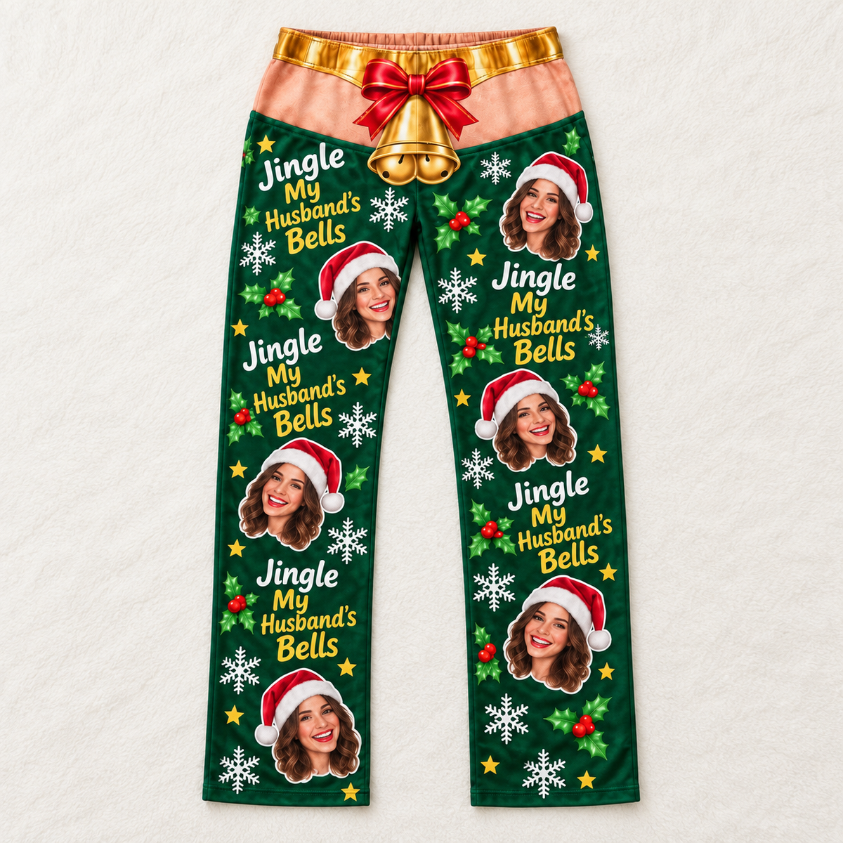 Mens Christmas Pajama Pants Festive Holiday Bell Lounge Bottoms