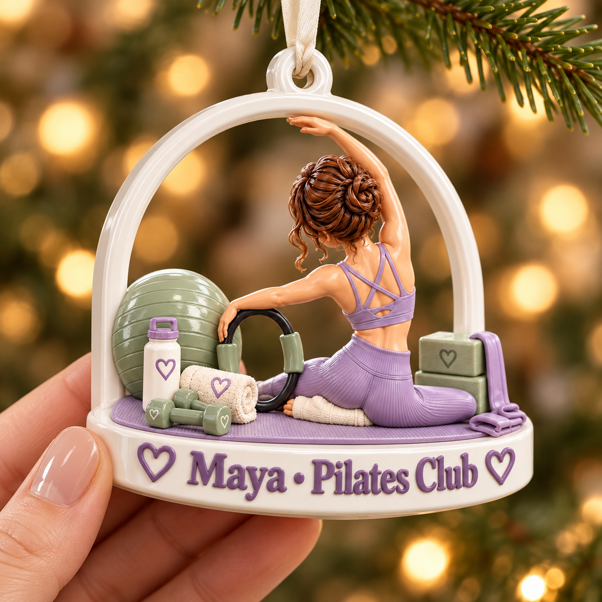 Pilates Girl Studio Workout Equipment Arch Hanging Holiday Keepsake - 3D Relief Ornament