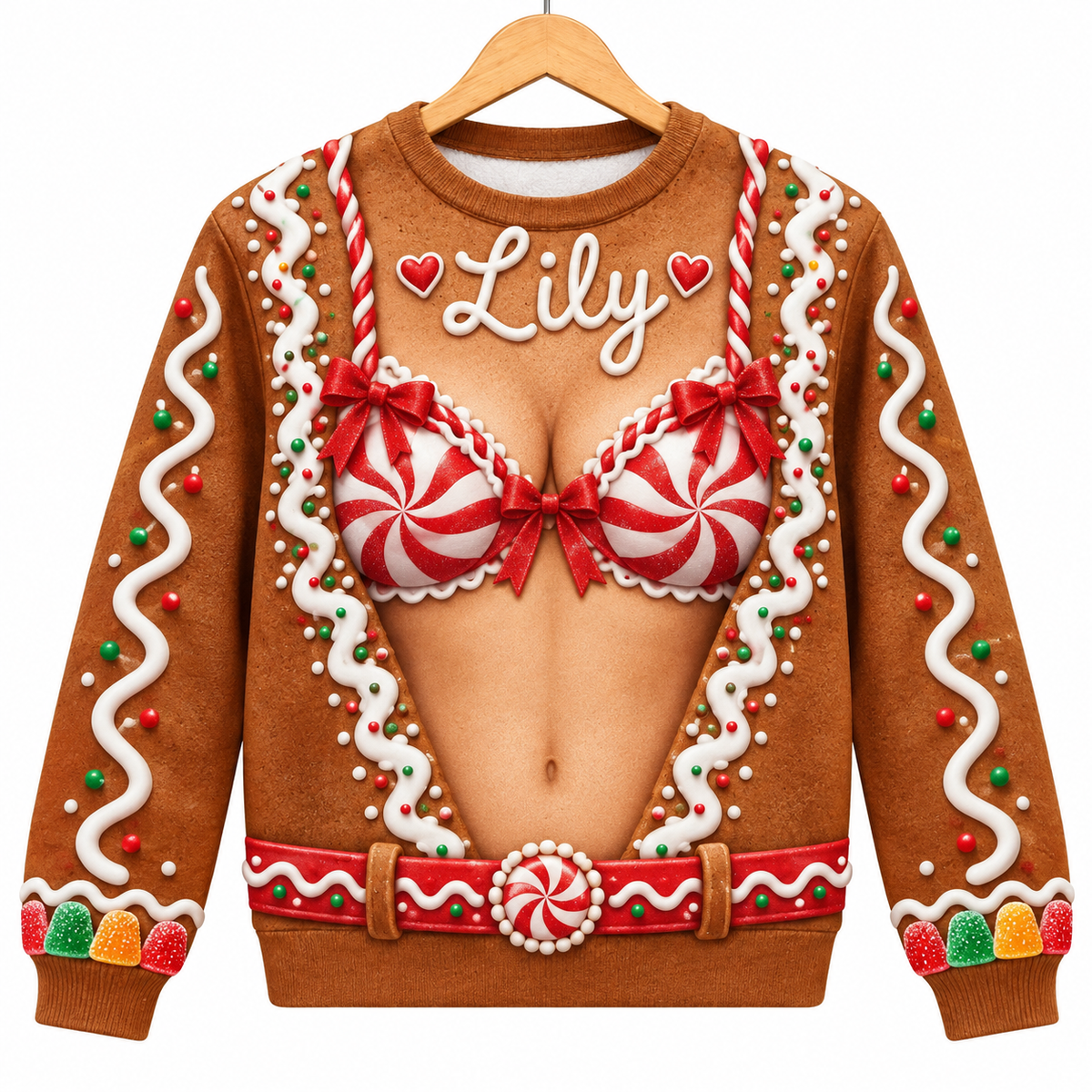 Faux Bra Ugly Christmas Sweatshirt Funny Holiday Graphic Pullover