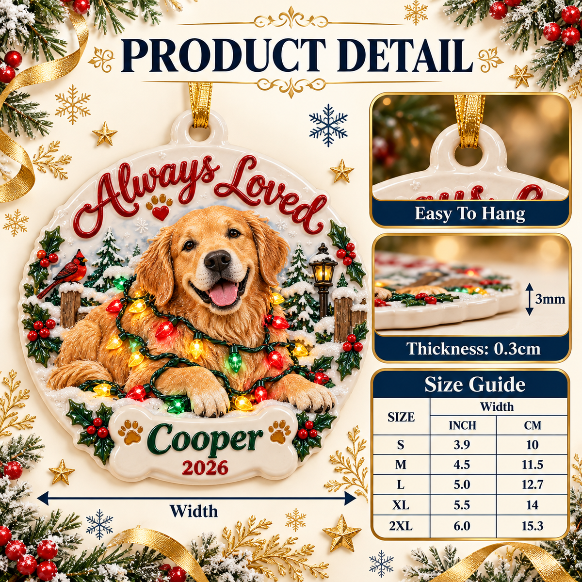 Golden Retriever Dog Memorial Winter Scene Ceramic Holiday Keepsake - 3D Relief Ornament