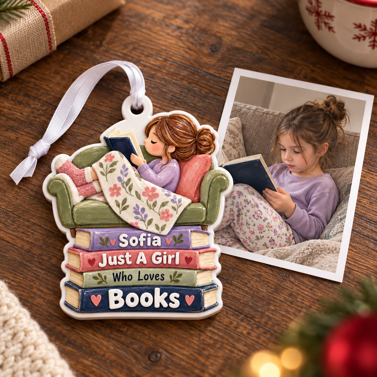 Just A Girl Who Love Books Acrylic Hanging Decor - 3D Relief Ornament