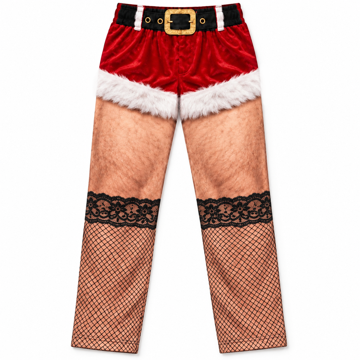 Mens Novelty Christmas Pajama Pants Printed Hairy Leg Loungewear