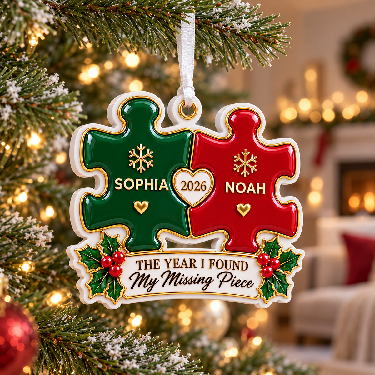 Interlocking Puzzle Christmas Keepsake, The Year I Found My Missing Piece - 3D Relief Ornament