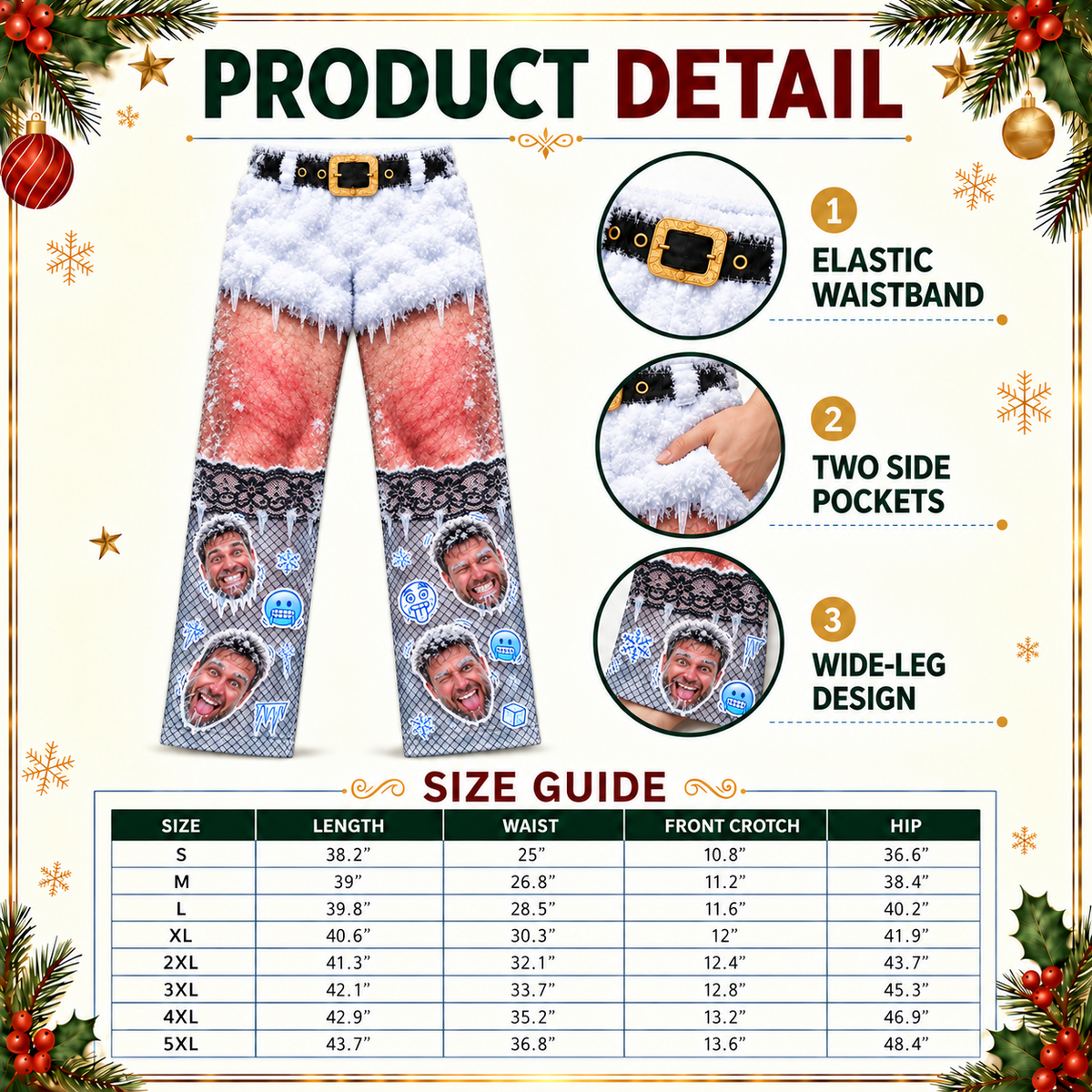 Christmas Pajama Pants Novelty Printed Holiday Lounge Trousers