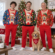 Golden Retriever Ugly Christmas Sweatshirt Faux Hairy Chest Pullover