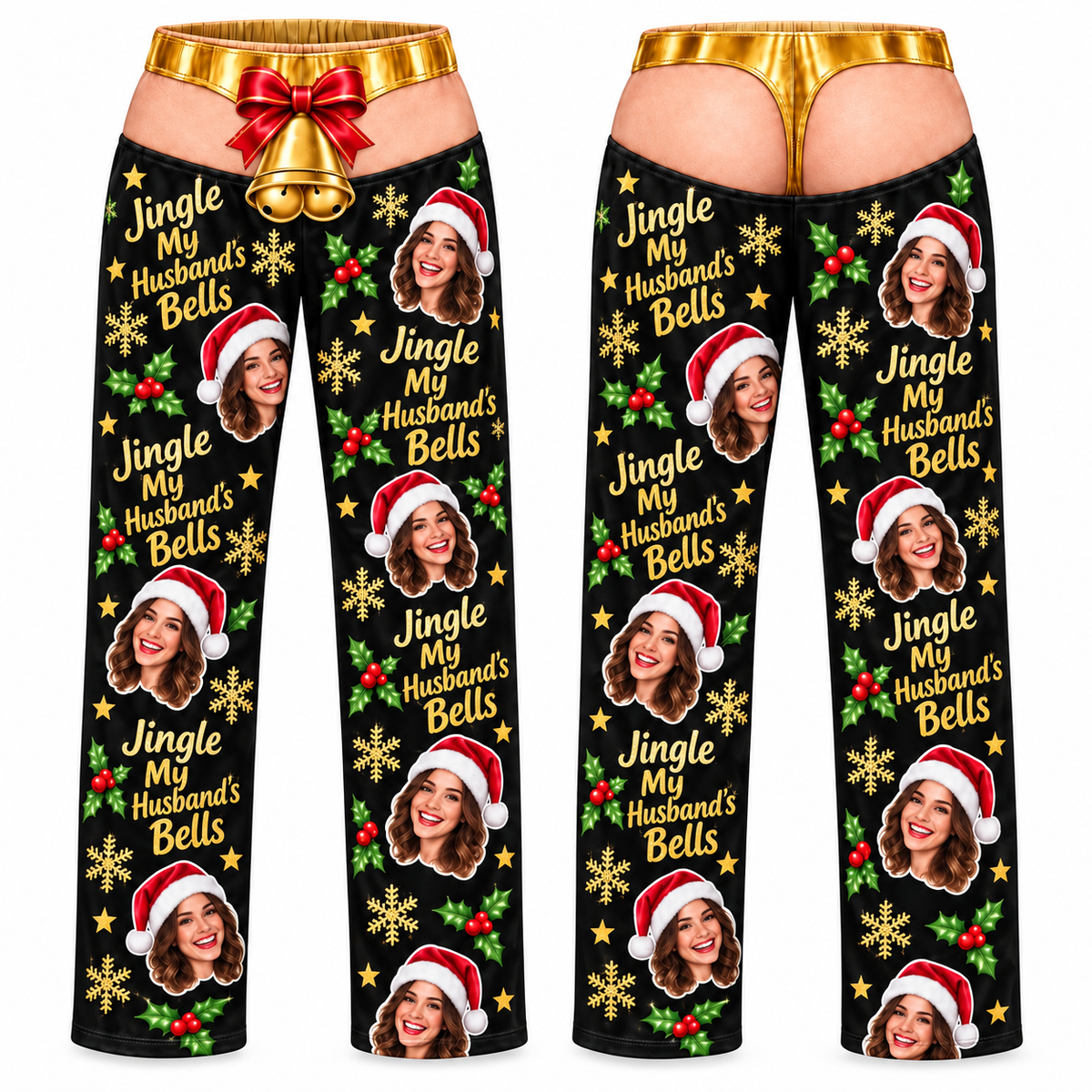 Mens Christmas Pajama Pants Festive Holiday Bell Lounge Bottoms