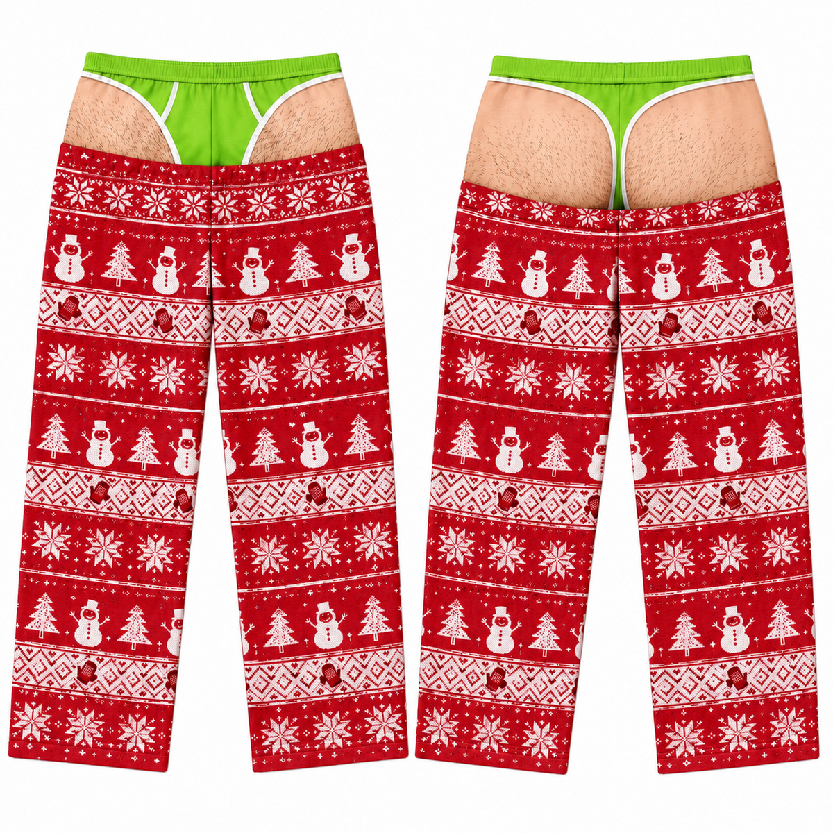 Christmas Pajama Pants with Faux Underwear Gag Print Lounge Bottoms