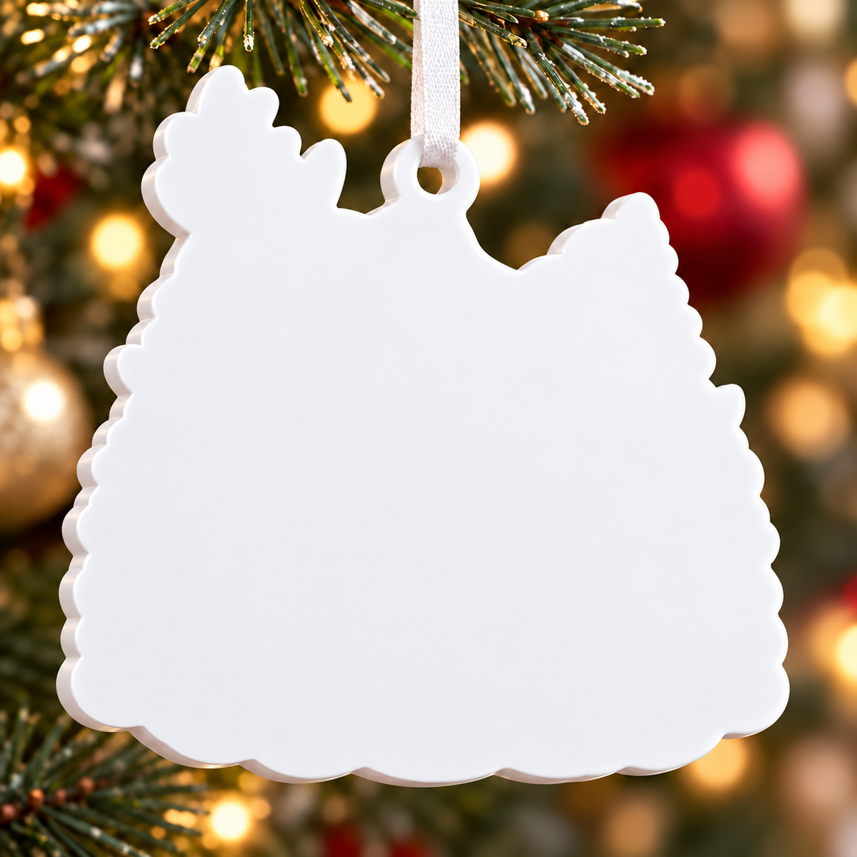 Family Deer in Snowy Pine Forest Acrylic Christmas Keepsake - 3D Relief Ornament