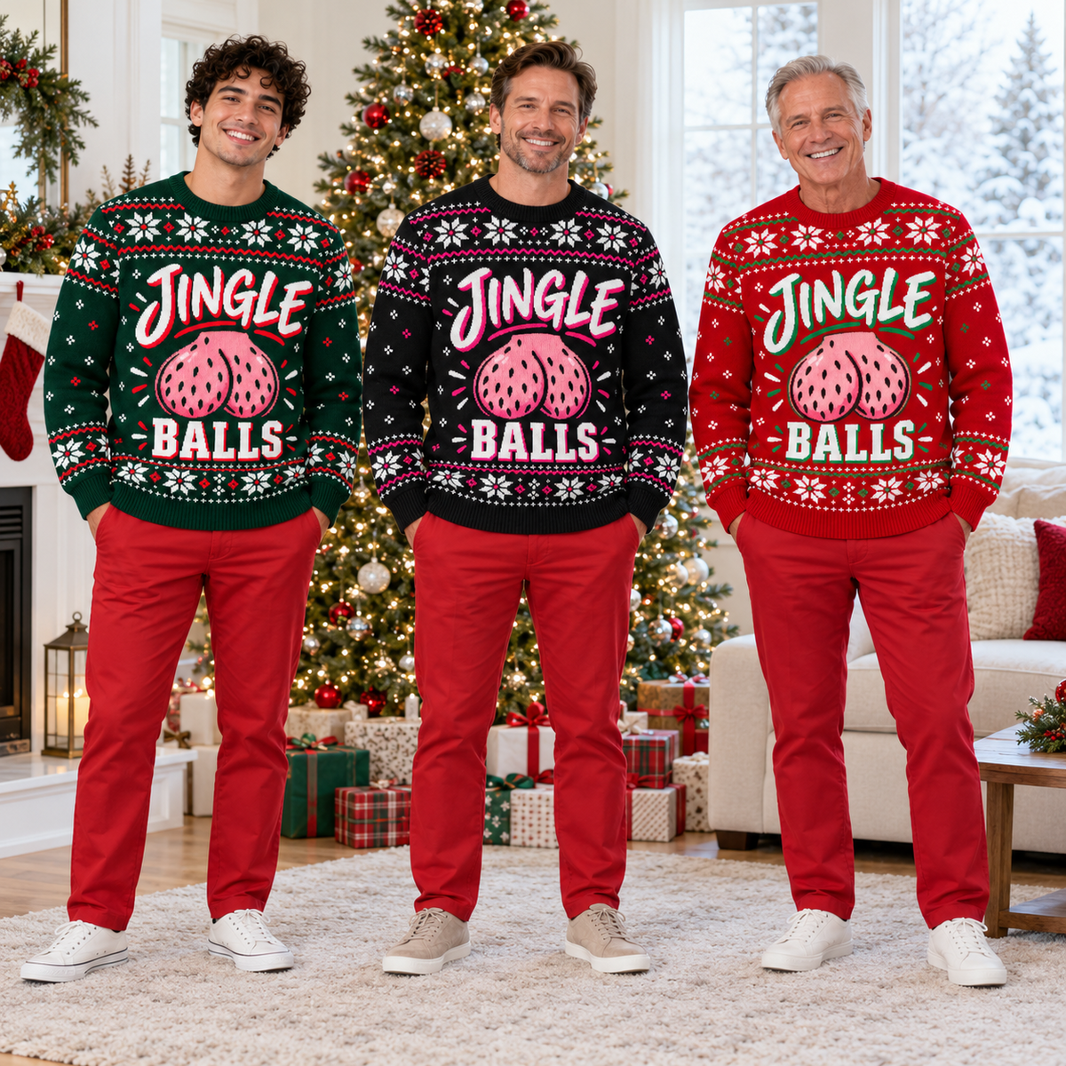 Jingle Balls Ugly Christmas Sweater Funny Fair Isle Holiday Pullover