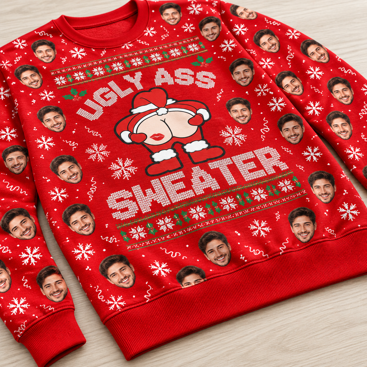 Ugly Ass Christmas Sweatshirt, Funny Butt Graphic Holiday Crewneck