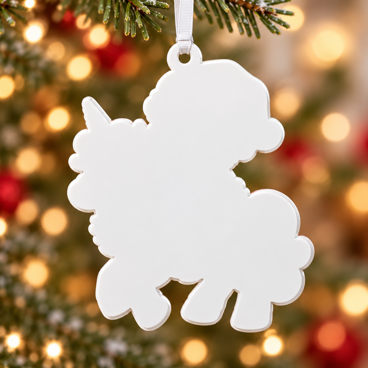 Little Girl in Pink Santa Hat Riding Unicorn Acrylic Christmas Tree Hanging Decor - 3D Relief Ornament