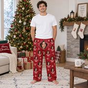 Men's Pajama Pants Red Christmas Loungewear Holiday Sleep Bottoms