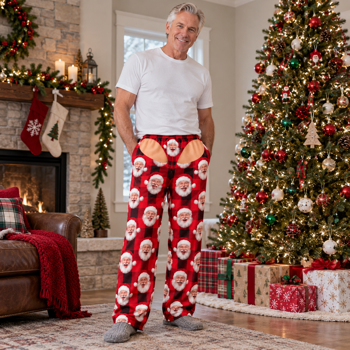 Novelty Christmas Cutout Pajama Pants Holiday Loungewear