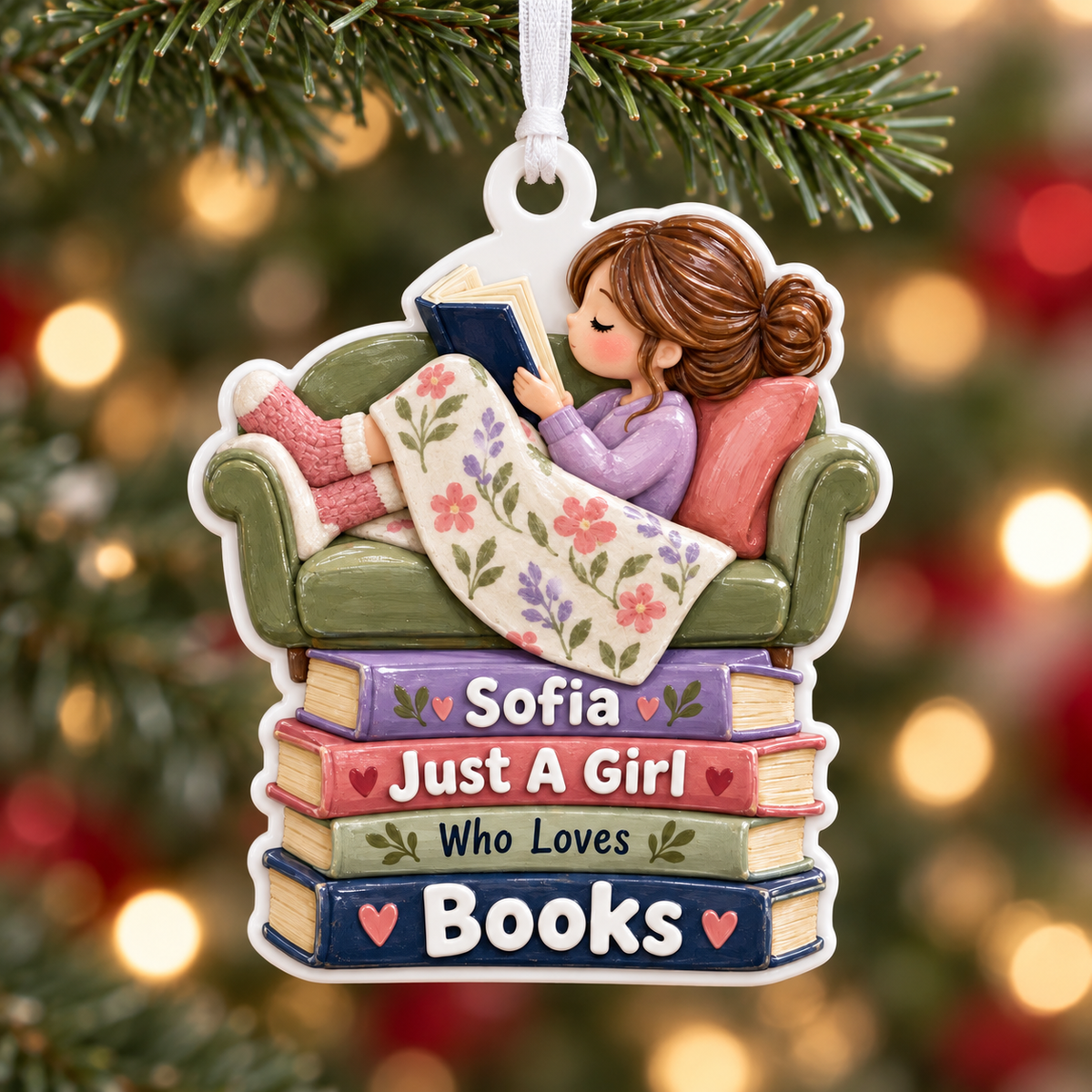 Just A Girl Who Love Books Acrylic Hanging Decor - 3D Relief Ornament