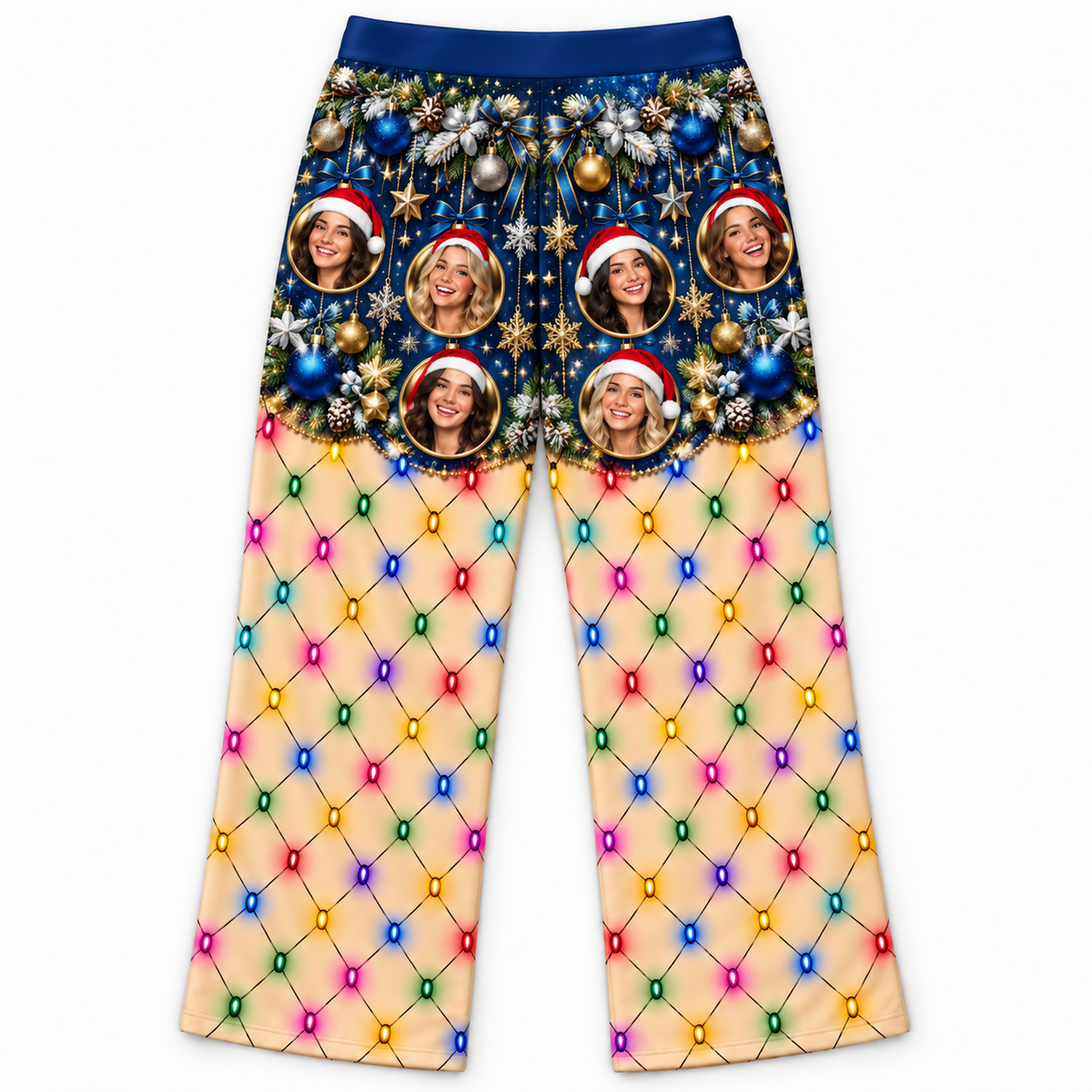 Mens Christmas Pajama Pants Holiday String Light Lounge Bottoms