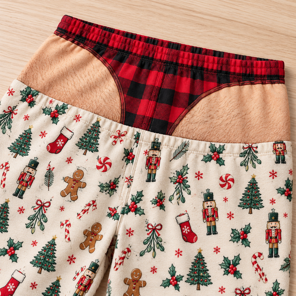 Mens Christmas Pajama Pants Novelty Underwear Illusion Lounge Bottoms