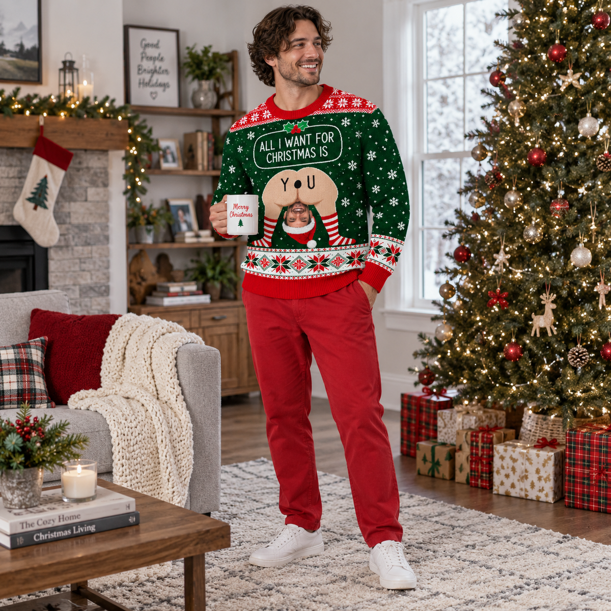 Funny Ugly Christmas Sweatshirt All I Want Novelty Holiday Pullover
