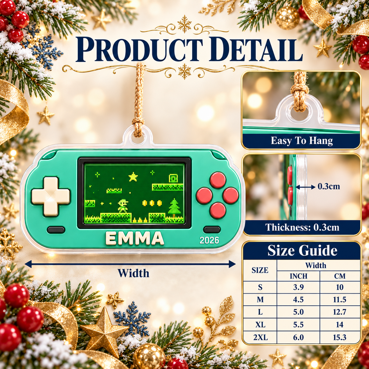 Retro Handheld Game Console Holiday Tree Hanging Decor - 3D Relief Ornament