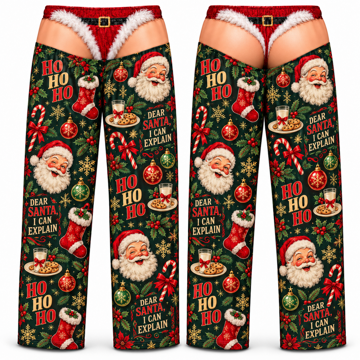 Christmas Pajama Pants Gag Faux Low Rise Novelty Sleep Bottoms