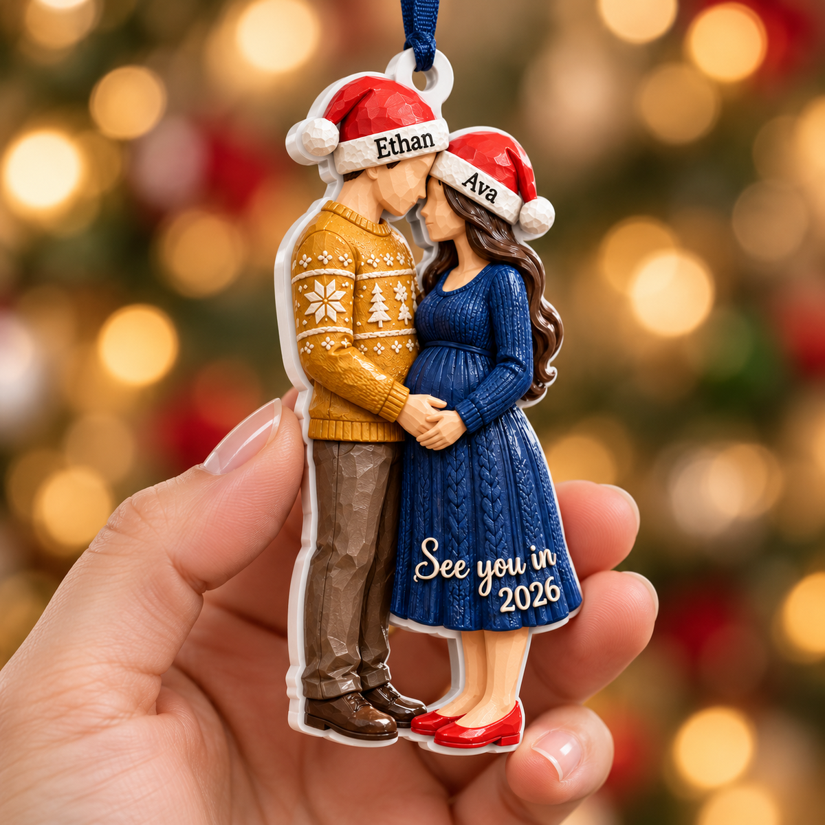 Expecting Parents Pregnancy Announcement Christmas Tree Keepsake - 3D Relief Ornament
