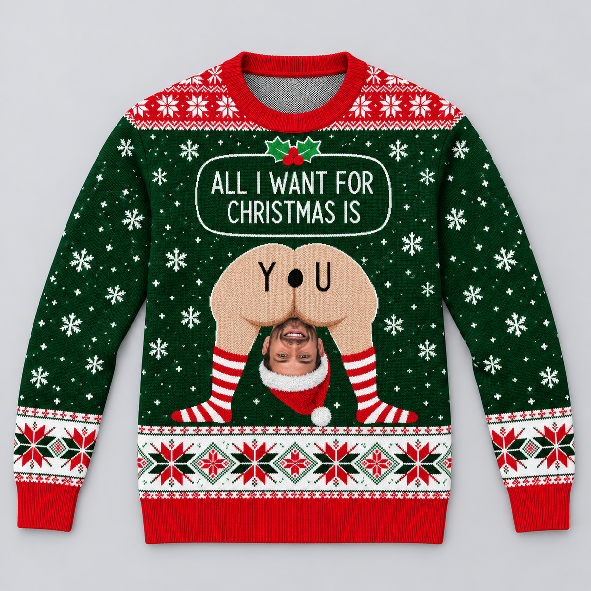 Funny Ugly Christmas Sweatshirt All I Want Novelty Holiday Pullover