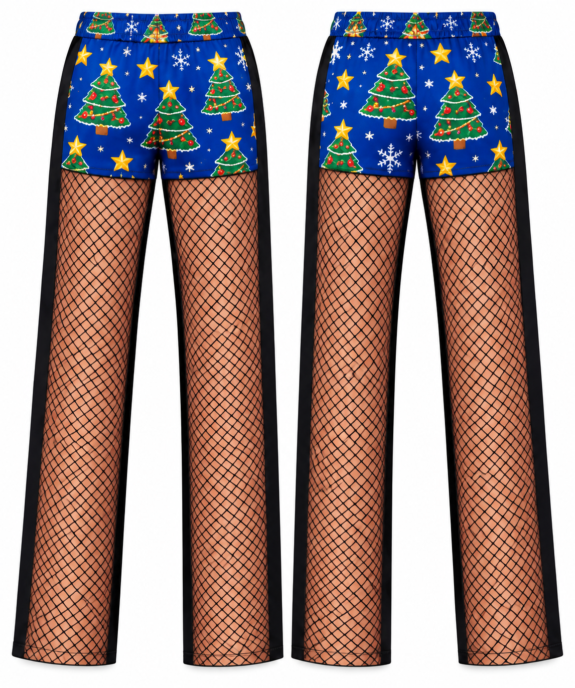 Christmas Fishnet Print Pajama Pants Novelty Graphic Holiday Trousers