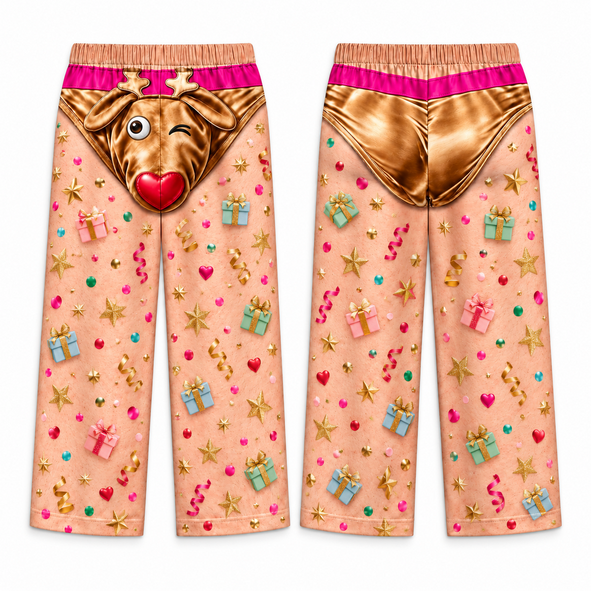 Mens Christmas Pajama Pants Reindeer Boxer Print Lounge Bottoms