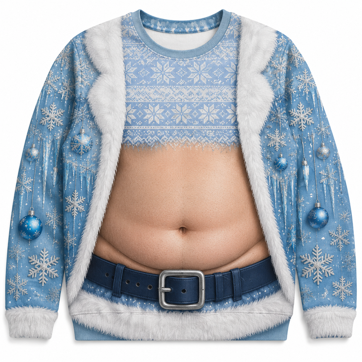 Christmas Sweatshirt Funny Fake Belly Exposed Stomach Graphic Top