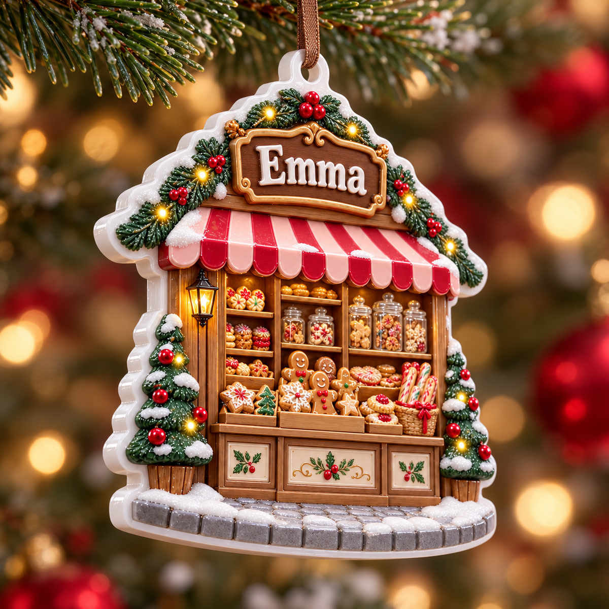 Christmas Bakery Shop Stall Holiday Tree Hanging Decoration - 3D Relief Ornament