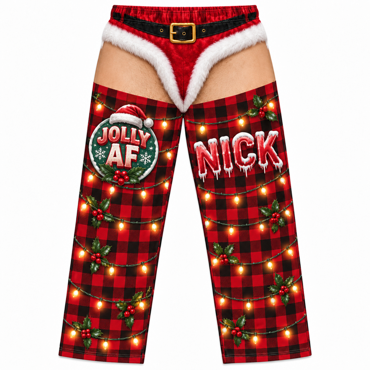 Novelty Christmas Pajama Pants, Mens Plaid Holiday Lounge Bottoms
