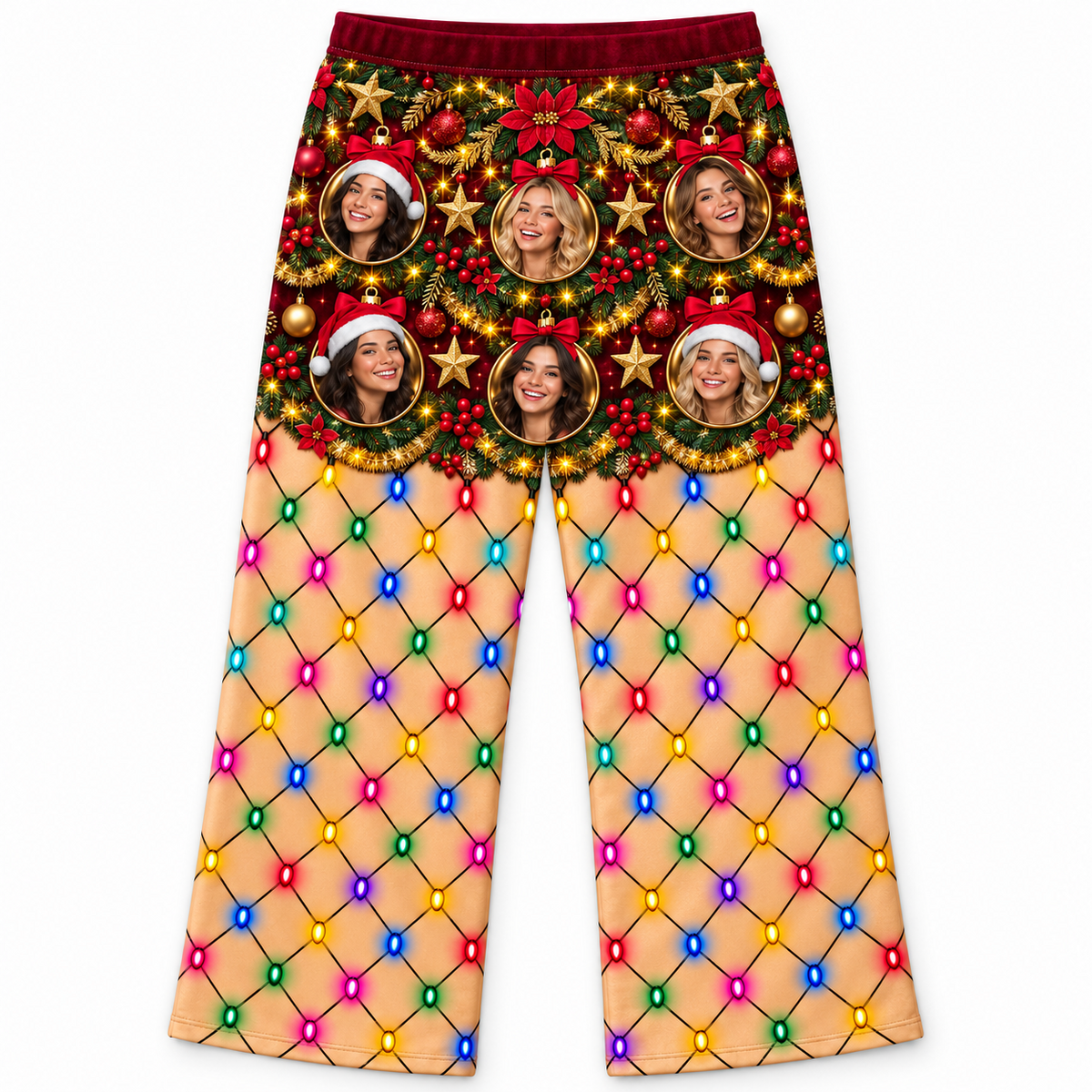 Mens Christmas Pajama Pants Holiday String Light Lounge Bottoms